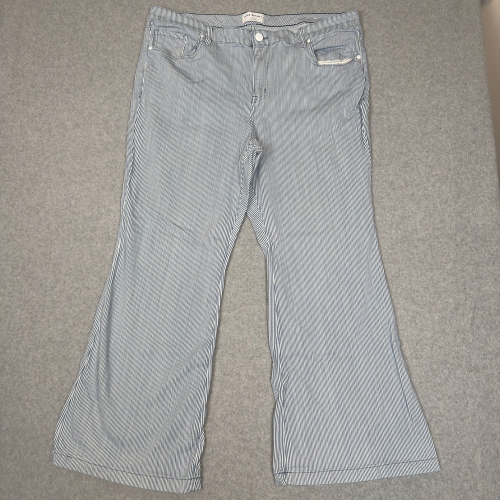 Lane Bryant Womens 24 Mid Rise Flare Jeans Flex Magic Waistband Striped